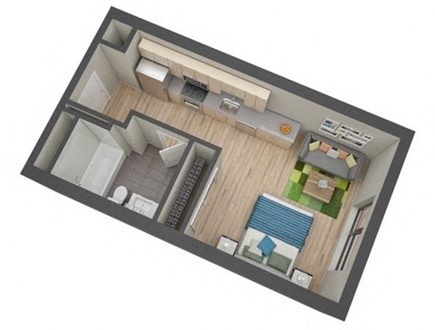 Floor plan for studio, 1 bath, 425 sqft